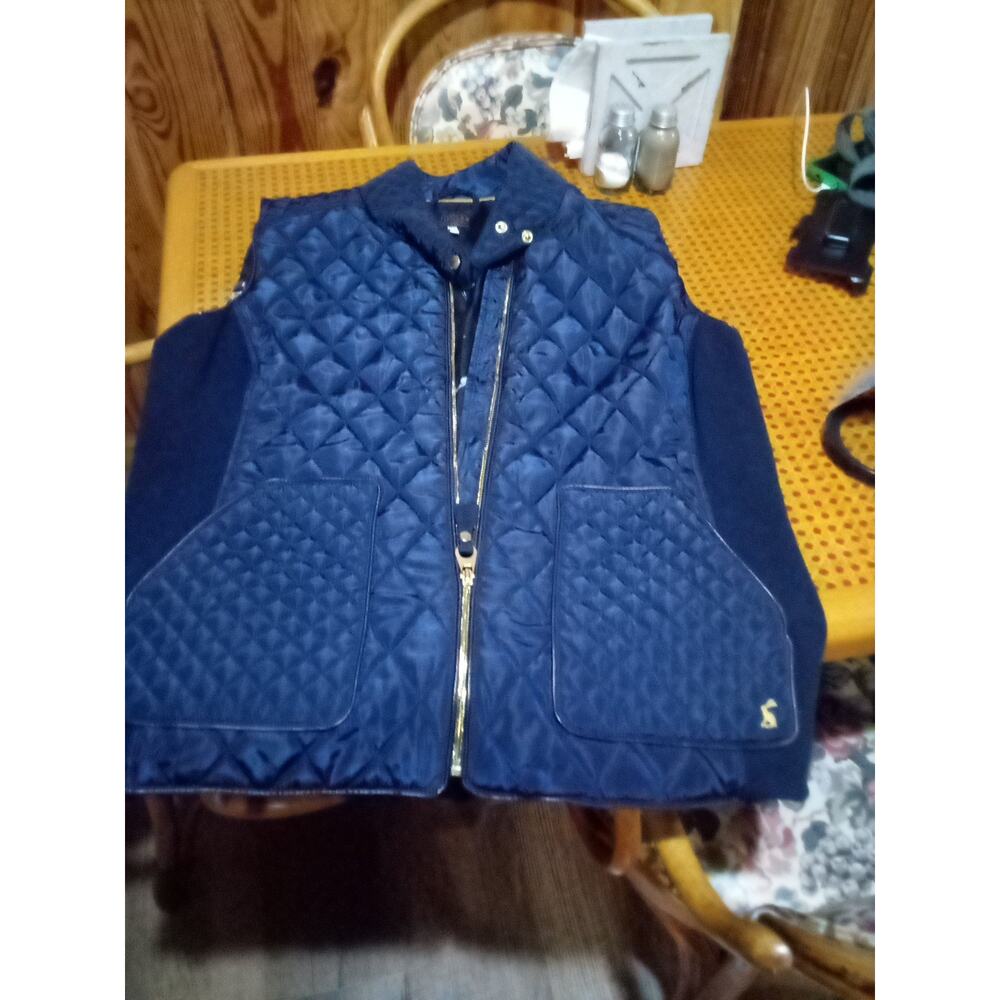 Pre-owned Joules Women 14 Navy Quilted Vest Equestrian Horse Lined With Pockets